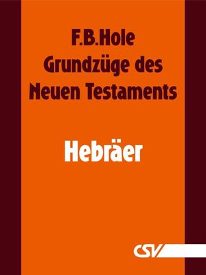 cover image of Grundzüge des Neuen Testaments--Hebräer